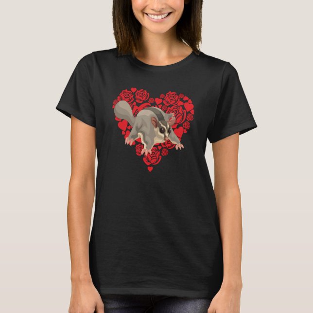 Love Heart Valentine's Day Roses Sugar Glider Boys T Shirt (Framsida)