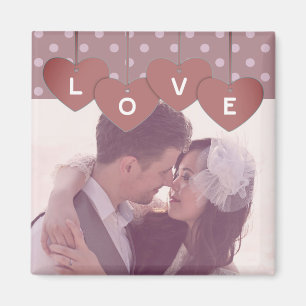 Love Hearts Banner Romantisk överlagd Anpassad Fot Magnet