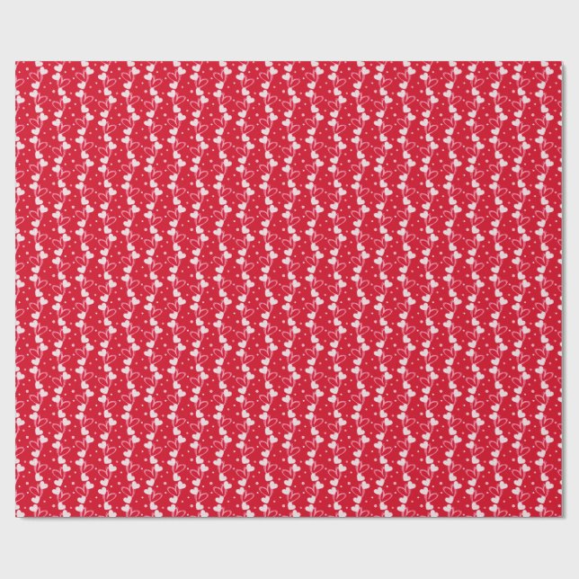 Love Hearts Doddles, Red, Wrapping Paper Presentpapper (Platt)