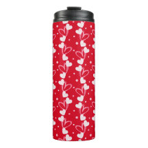 Love Hearts Doddles, Röd, Termisk Tumbler