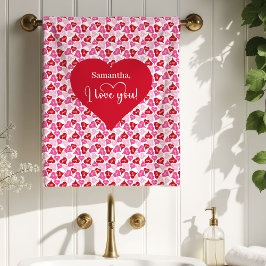 Love Hearts Personalized Valentine Gift Bath Towel