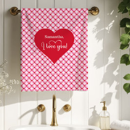 Love Hearts Valentine Bath Towel Gift for Husband