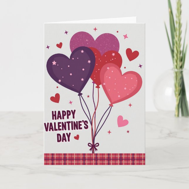 Love Hearts Valentines Day Card Kort (Framsida)