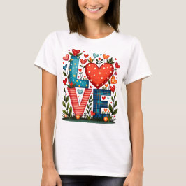 LOVE - Herzen und Blumen T Shirt