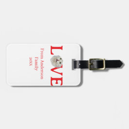 Love holidays cat photo pet family name bold lette bagagebricka