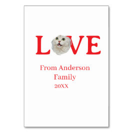 Love holidays cat photo pet family name bold lette bordsnummer