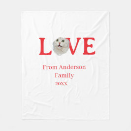 Love holidays cat photo pet family name bold lette fleecefilt
