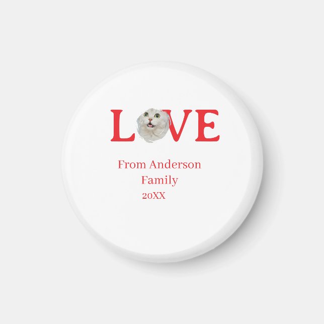 Love holidays cat photo pet family name bold lette magnet (Framsidan)