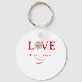 Love holidays cat photo pet family name bold lette nyckelring