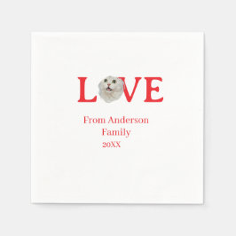 Love holidays cat photo pet family name bold lette pappersservett