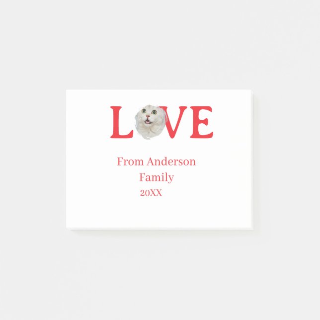 Love holidays cat photo pet family name bold lette post-it block (Framsida)