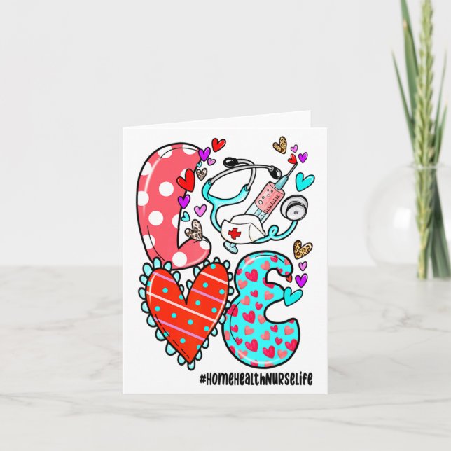 Love Home Health Nurse Life Heart Valentines Day  Kort (Framsida)