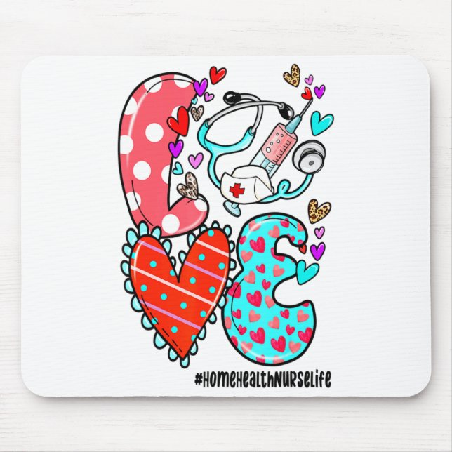Love Home Health Nurse Life Heart Valentines Day  Musmatta (Framsidan)