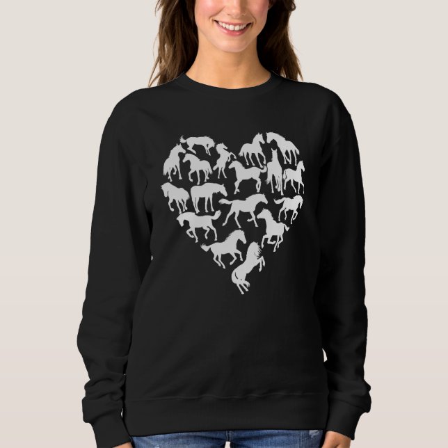 Love Horse Heart Silhouette Equestrian Owner Farm  T Shirt (Framsida)
