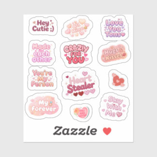 Love & Hugs Y2K Valentine Aesthetic Sticker Set Klistermärken