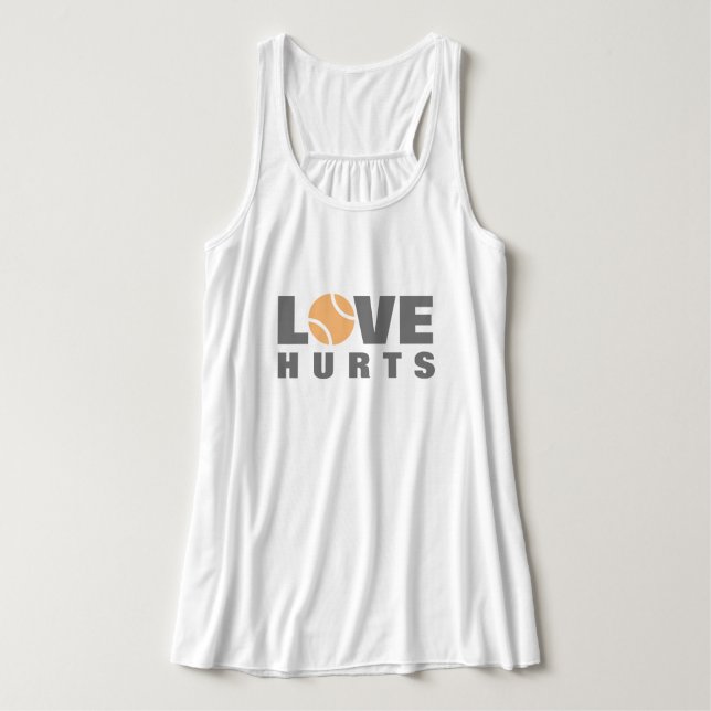 Love Hurts, raring tennis-stridsvagnspropp för kvi Linne Med Racerback (Design framsida)