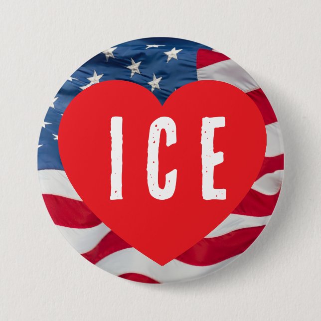 LOVE ICE HEART W/FLAG KNAPP (Framsida)