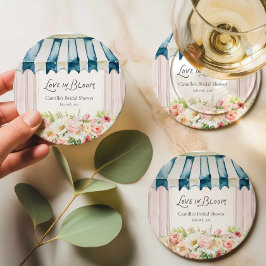 Love in Bloom Blommarknad Bröllopsdusch Underlägg Papper Rund