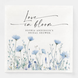 Love In Bloom Blue Bridal Shower Napkins Pappersservett