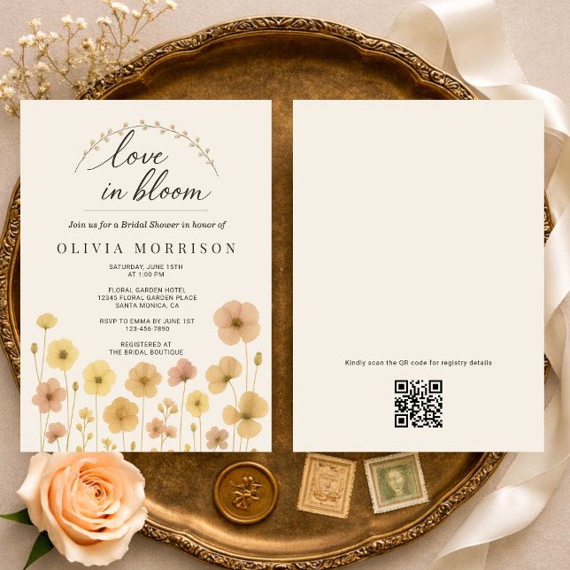 Love In Bloom Boho QR Code Bridal Shower  Inbjudningar (Skapare uppladdad)