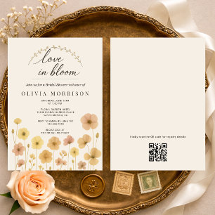 Love In Bloom Boho QR-kod Bröllopsfest Inbjudningar