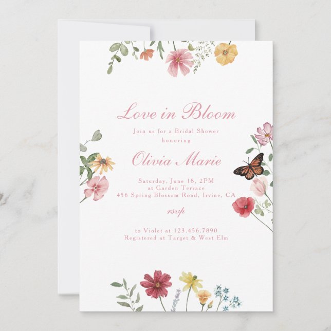 Love in Bloom Bridal Shower Inbjudningar (Framsida)