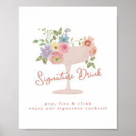 Love in Bloom Bröllopsdusch Signaturdryck-skylt Poster