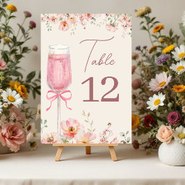 Love in Bloom Champagne Pink Bow Bridal Shower Bordsnummer