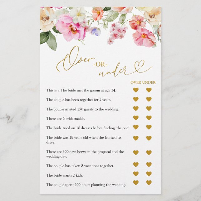 Love In Bloom Over or Under Games Card (Framsida)