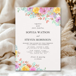 Love in Bloom spring flowers wedding Inbjudningar