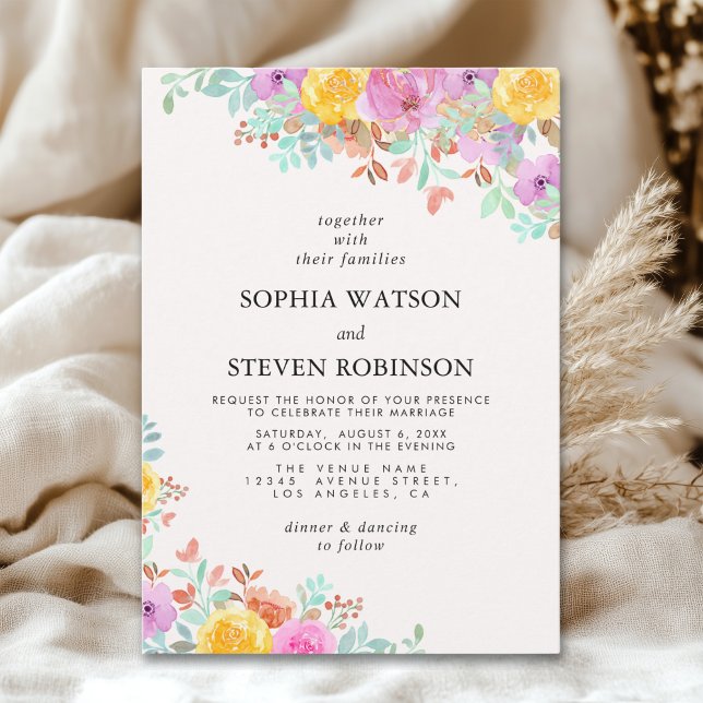 Love in Bloom spring flowers wedding Inbjudningar (Skapare uppladdad)