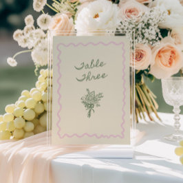 Love in Bloom Whimsical Handwritten Table 3 Card Inbjudningar