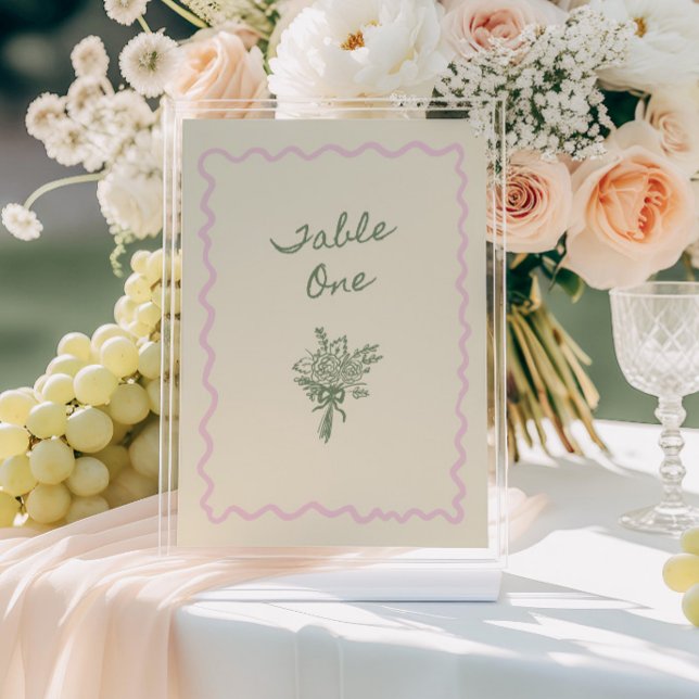 Love in Bloom Whimsical Handwritten Table One Card Inbjudningar (Skapare uppladdad)