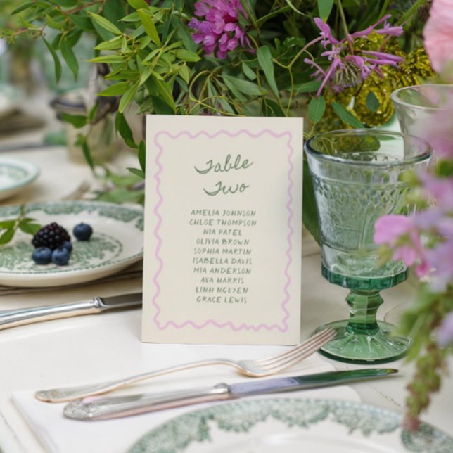 Love in Bloom Whimsical Handwritten Table Two Card Inbjudningar (Skapare uppladdad)