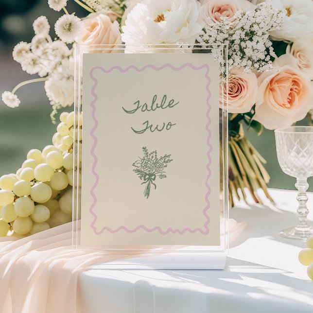 Love in Bloom Whimsical Handwritten Table Two Card Inbjudningar (Skapare uppladdad)