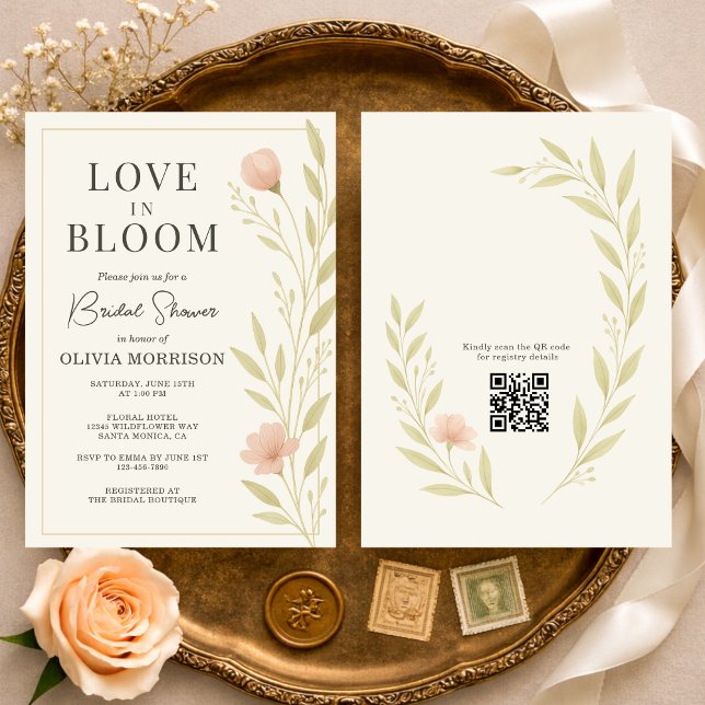 Love in Bloom Wildflower QR Code Bridal Shower Inbjudningar (Skapare uppladdad)