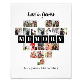Love in Frames Heart 20 Photo Collage Romantic Fototryck