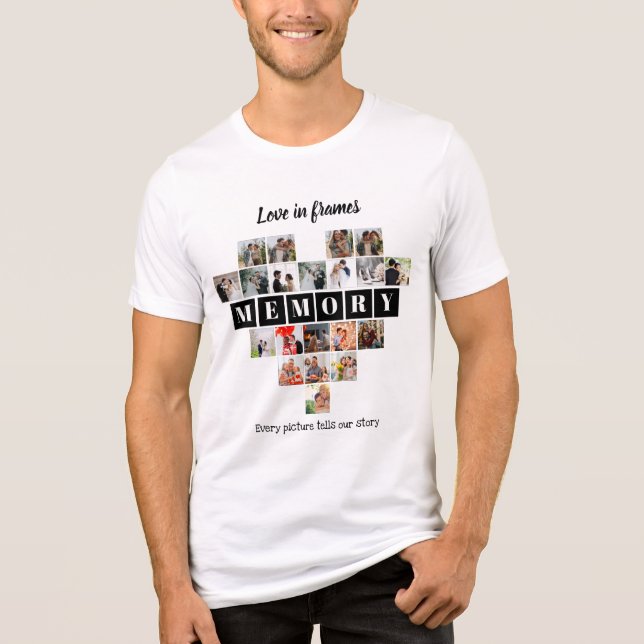 Love in Frames Heart 20 Photo Collage Romantic T Shirt (Framsida)
