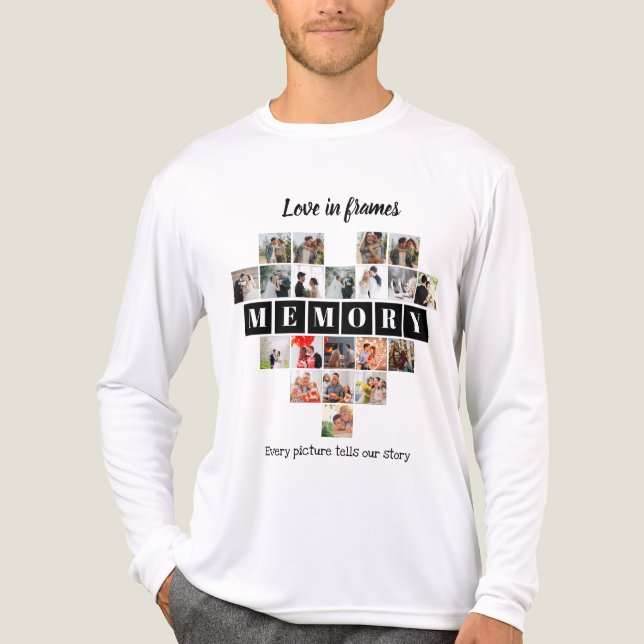 Love in Frames Heart 20 Photo Collage Romantic T Shirt (Framsida)