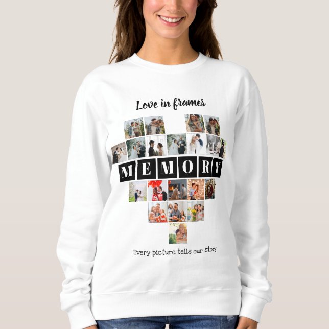 Love in Frames Heart 20 Photo Collage Romantic T Shirt (Framsida)