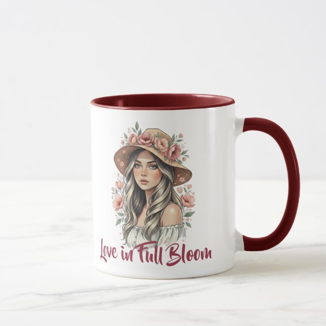Love in Full Bloom Floral Watercolor Mug Mugg (Höger)