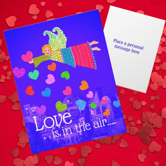 Love in in the Air Personalized Angel Hearts Kort (Personalize it!)