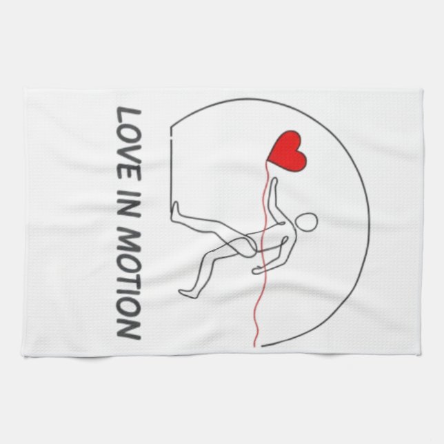 Love In Motion Minimalist Line Art Slogan Tee Kökshandduk (Horisontell)