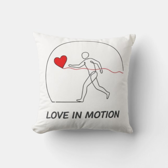 Love In Motion Minimalist Line Art Slogan Tee Kudde (Framsida)
