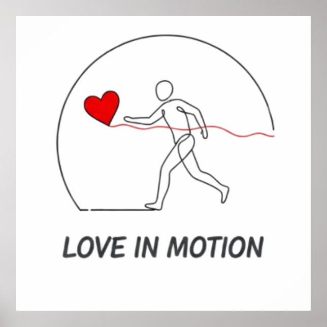 Love In Motion Minimalist Line Art Slogan Tee Poster (Framsidan)