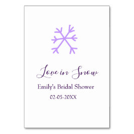 Love in Snow bridal shower purple snowflakes paste Bordsnummer