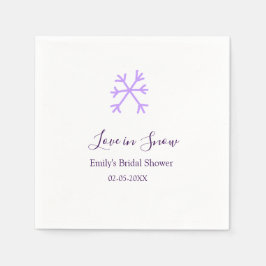 Love in Snow bridal shower purple snowflakes paste Pappersservett