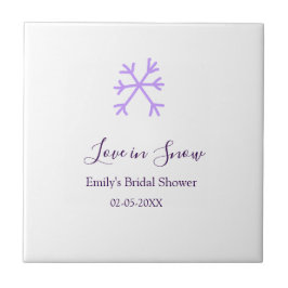 Love in Snow bröllopsfest lila snöflingor dekal Kakelplatta