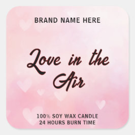Love in the Air Candle – Custom Romantic Label Fyrkantigt Klistermärke