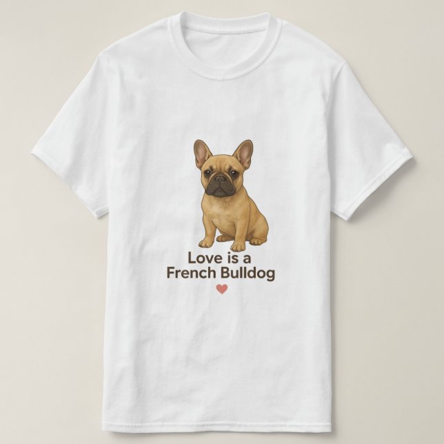 Love is a French Bulldog – Cute Realistic Frenchie T Shirt (Design framsida)